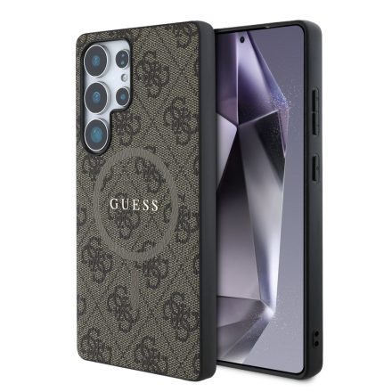 Guess PU Leather Ring MagSafe Tok Samsung S25 Ultra barna