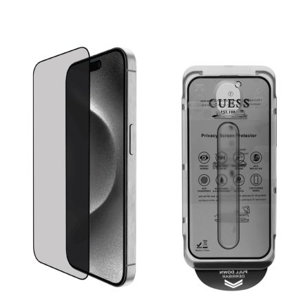 Guess Képernyővédő 2.5D PRIVACY for iPhone 16 fekete
