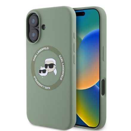 Karl Lagerfeld Liquid Silicone K&CH MagSafe Tok iPhone 16 Kaki