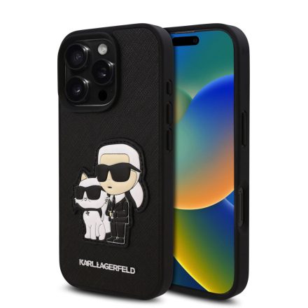 Karl Lagerfeld PU Saffiano K&CH Tok iPhone 16 Pro fekete