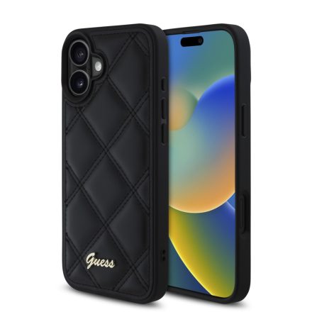 Guess PU Leather Quilted Tok iPhone 16 fekete