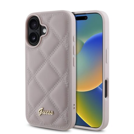 Guess PU Leather Quilted Tok iPhone 16 pink