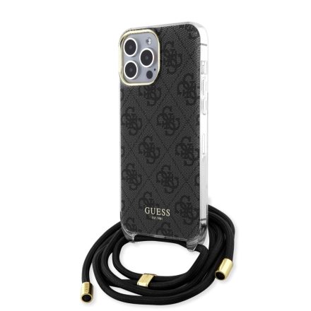 Guess Printed Vállravehetős Strap Tok iPhone 15 Pro Max fekete GUHCP15XHC4SEK