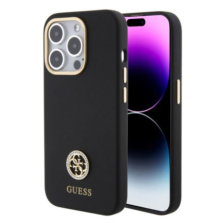 Guess Szilikon Strass Tok iPhone 15 Pro fekete GUHCP15LM4DGPK