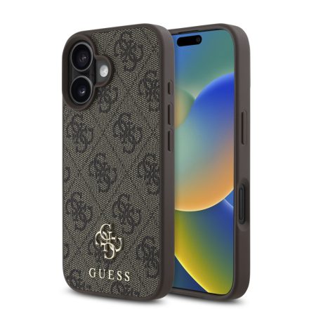 Guess PU Metal Logo MagSafe Tok iPhone 16 barna