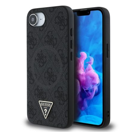 Guess PU 4G Strass Triangle Metal Logo Case iPhone 16e fekete