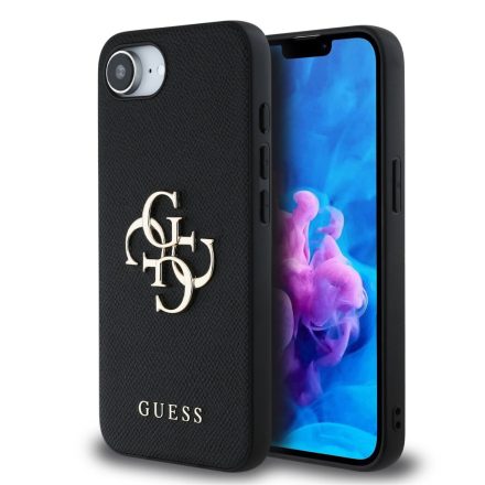Guess PU Grained 4G Metal Logo Case iPhone 16e fekete