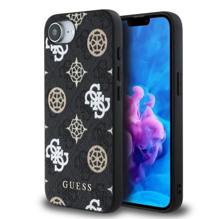 Guess PU 4G Peony MagSafe Case iPhone 16e fekete