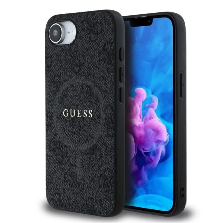Guess PU Leather 4G Colopiros Ring MagSafe Case iPhone 16e fekete