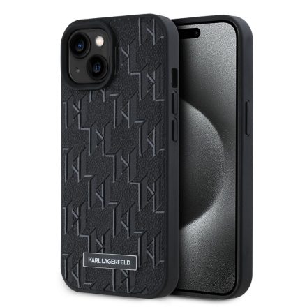 Karl Lagerfeld PU bőr MagSafe Tok iPhone 15 fekete KLHMP15SPKHPORPK