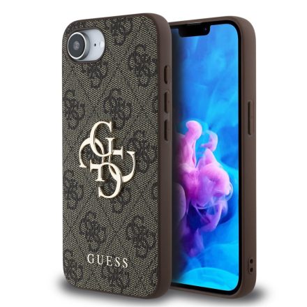 Guess PU 4G Metal Logo Case iPhone 16e barna
