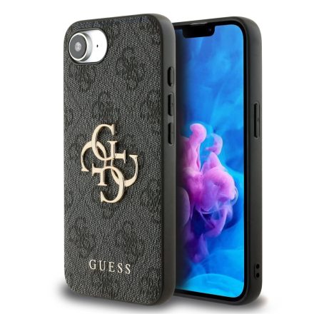 Guess PU 4G Metal Logo Case iPhone 16e szürke
