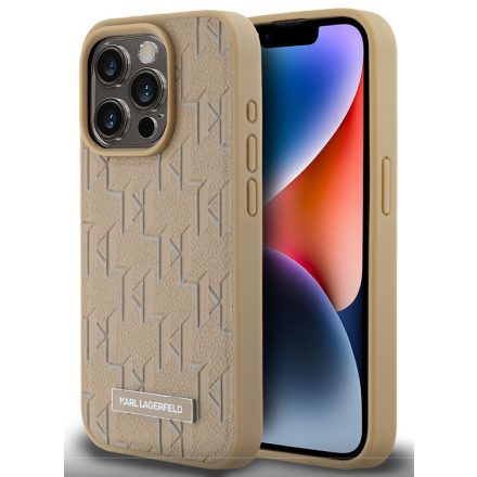 Karl Lagerfeld PU Bőr MagSafe Tok iPhone 15 Pro bézs KLHMP15LPKHPORPE