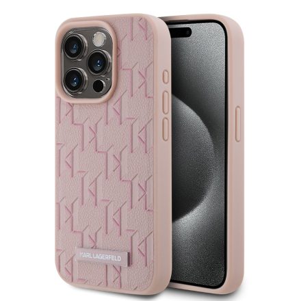 Karl Lagerfeld PU Bőr MagSafe Tok iPhone 15 Pro Pink KLHMP15LPKHPORPP