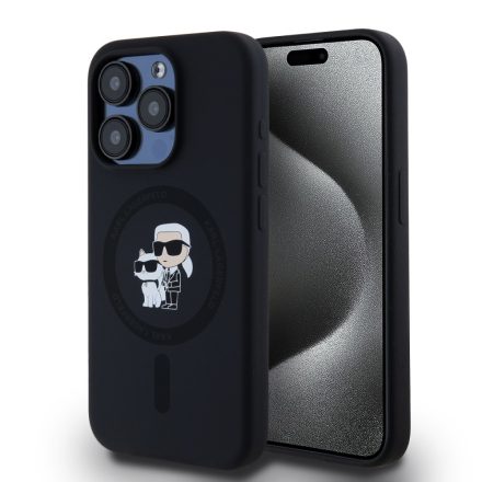 Karl Lagerfeld Szilikon Choupette MagSafe Tok iPhone 15 Pro fekete KLHMP15LSCMKCRHK