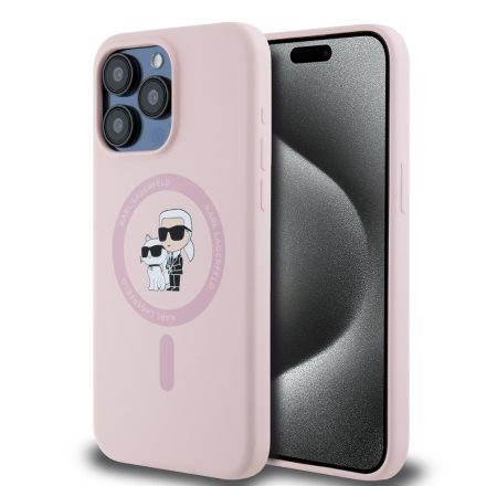 Karl Lagerfeld Szilikon Choupette MagSafe Tok iPhone 15 Pro Pink KLHMP15LSCMKCRHP