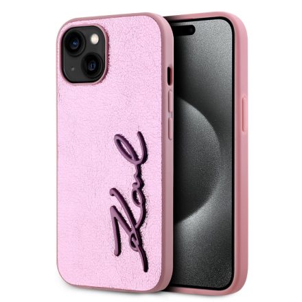 Karl Lagerfeld PU Logo Tok iPhone 15 Pink KLHCP15SPFMFBKMP