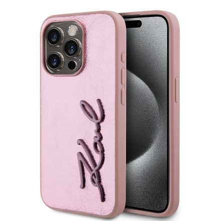 Karl Lagerfeld PU Signature Tok iPhone 15 Pro Max Pink KLHCP15XPFMFBKMP
