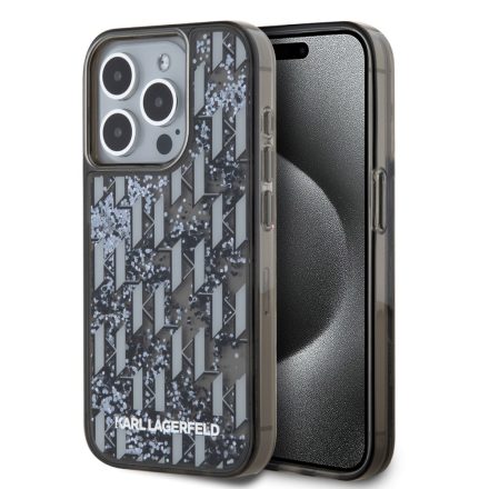 Karl Lagerfeld Glitter Tok iPhone 15 Pro fekete KLHCP15LLKLGKCCK