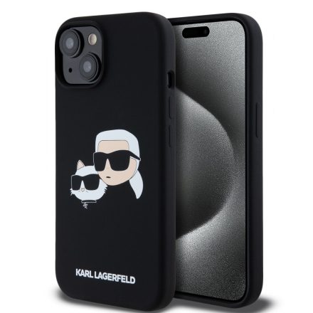 Karl Lagerfeld Liquid Silicone Double Heads MagSafe Tok iPhone 15 fekete