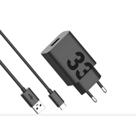 MC-332L Motorola TurboPower USB-A 33W Travel Charger + USB-C Data Cable Black
