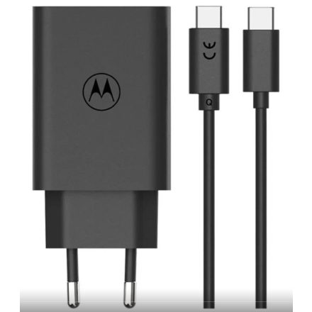 Motorola TurboPower USB-C 68W GaN Travel Charger + USB-C/USB-C Data Cable 6.5A Black