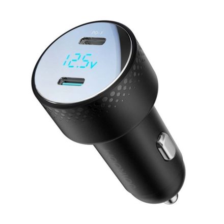 Joyroom Autóstöltő Digitális Kijelzővel, U+C, QC 3.0 PD 70W Fekete JR-CCD02 