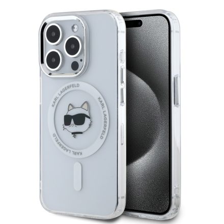 Karl Lagerfeld Choupette MagSafe Tok iPhone 15 Pro átlátszó KLHMP15LHLSCHH