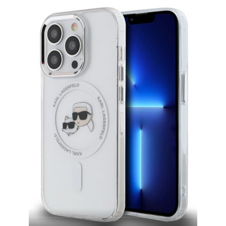 Karl Lagerfeld Fémkeret MagSafe Tok iPhone 15 Pro átlátszó KLHMP15LHLSKCH