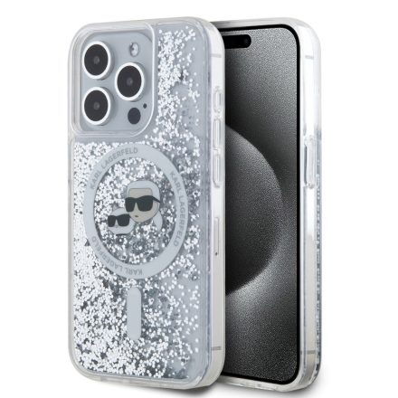 Karl Lagerfeld Glitter Choupette MagSafe Tok iPhone 15 Pro Max átlátszó KLHMP15XLGKCSGH
