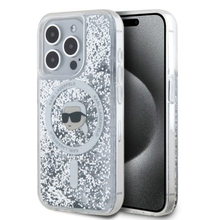 Karl Lagerfeld Liquid Glitter MagSafe Tok iPhone 15 Pro Max átlátszó KLHMP15XLGKISGH
