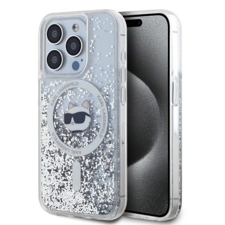 Karl Lagerfeld Glitter Choupette MagSafe Tok iPhone 15 Pro Max átlátszó KLHMP15XLGCHSGH