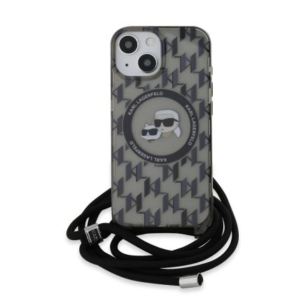 Karl Lagerfeld Monogram Vállravehetős MagSafe Tok iPhone 15 fekete KLHMP15SHCKCKLCK