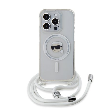 Karl Lagerfeld Vállravehetős Karl MagSafe Tok iPhone 15 Pro átlátszó KLHMP15LHCKHNT