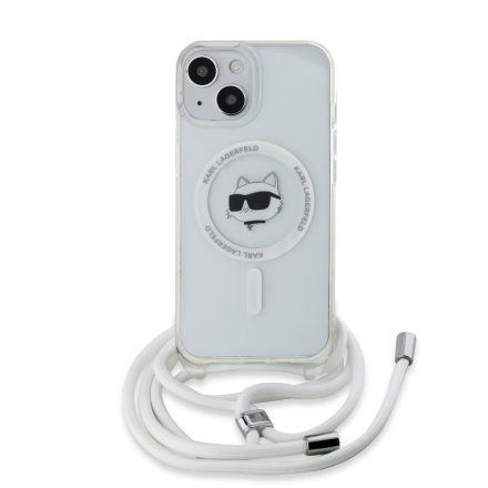 Karl Lagerfeld Vállravehetős Choupette MagSafe Tok iPhone 15 átlátszó KLHMP15SHCCHNT