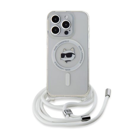 Karl Lagerfeld Vállravehetős Choupette MagSafe Tok iPhone 15 Pro Max átlátszó KLHMP15XHCCHNT