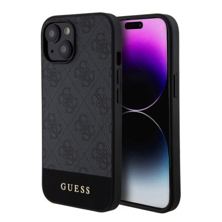 Guess PU Csíkos MagSafe Tok iPhone 15 fekete GUHMP15SG4GLGR