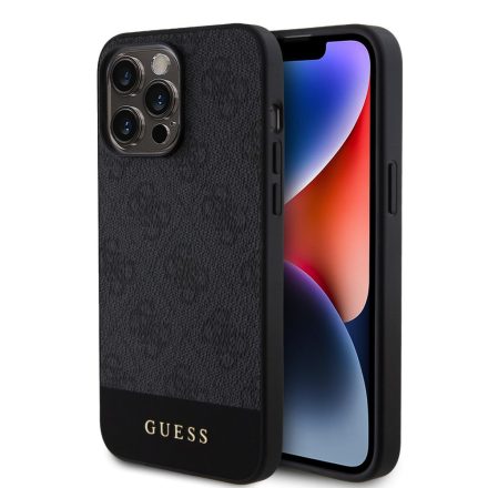 Guess PU Csíkos MagSafe Tok iPhone 15 Pro fekete GUHMP15LG4GLGR