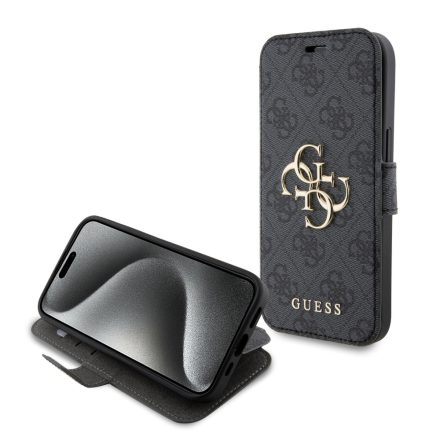 Guess PU bőr 4G Book Tok iPhone 15 szürke GUBKP15S4GMGGR