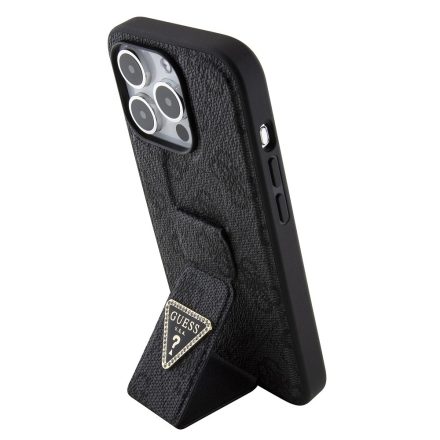 Guess PU Grip Stand Strass Tok iPhone 15 Pro fekete GUHCP15LPGS4TDK