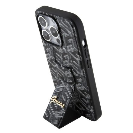 Guess PU Grip Stand Tok iPhone 15 Pro fekete GUHCP15LPGSGCSK