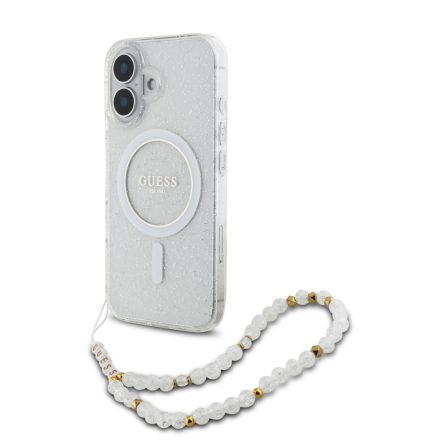 Guess IML Glitter Strap MagSafe Tok iPhone 16 átlátszó