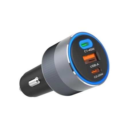 FORCELL F-ENERGY Alu autós töltő 65W PD+QC4.0+SAM SFC 2.0, 2xUSB C+USB A