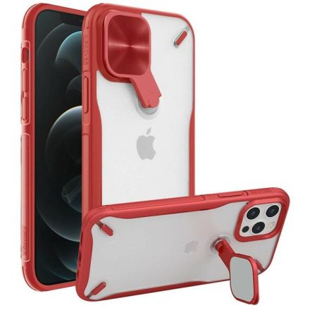NILLKIN CYCLOPS műanyag telefonvédő (közepesen ütésálló, légpárnás sarok, kameravédő, kitámasztó) PIROS Apple iPhone 12 Pro GP-101608