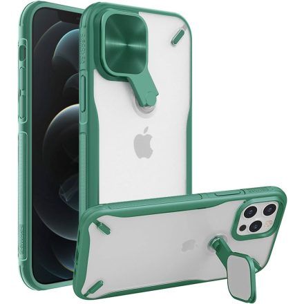 NILLKIN CYCLOPS műanyag telefonvédő (közepesen ütésálló, légpárnás sarok, kameravédő, kitámasztó) SÖTÉTZÖLD Apple iPhone 12 Pro Max GP-101612