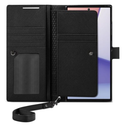 SPIGEN WALLET S PLUS flip tok álló bőr hatású Samsung S23 Ultra FEKETE ACS05629