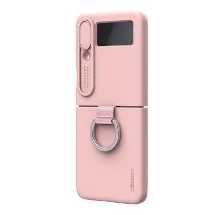 NILLKIN CAMSHIELD SILKY Z Flip4 5G (SM-F721) rózsaszín szilikon telefonvédő (matt, mikrofiber plüss belső, kamera védelem, környezetbarát)
