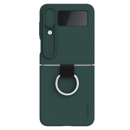 NILLKIN CAMSHIELD Z Flip4 5G (SM-F721) sötétzöld SILKY szilikon telefonvédő (matt, (matt, mikrofiber plüss belső, kamera védelem, környezetbarát)