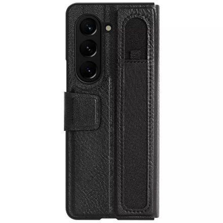 NILLKIN AOGE műanyag Z Fold5 5G (SM-F946) fekete telefonvédő (valódi (valódi bőr hátlap, mikrofiber plüss belső, S Pen tartó)