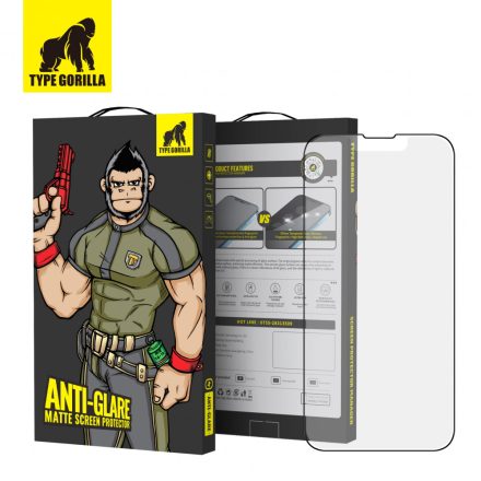 iPhone 13/13 Pro/14 Type Gorilla ESD Anti-Glare 2.5D Full Üvegfólia - Fekete